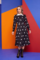 Collar Spot Dress - Black/off White