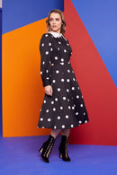 Collar Spot Dress - Black/off White