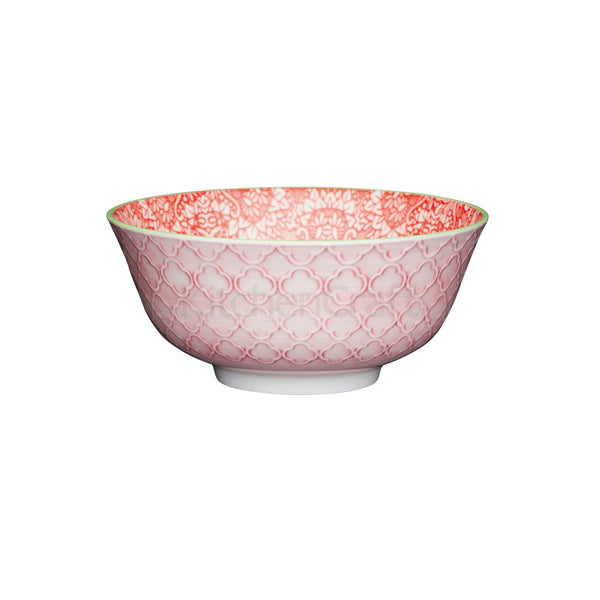 Red and Pink Victorian Style Print Ceramic Bowl