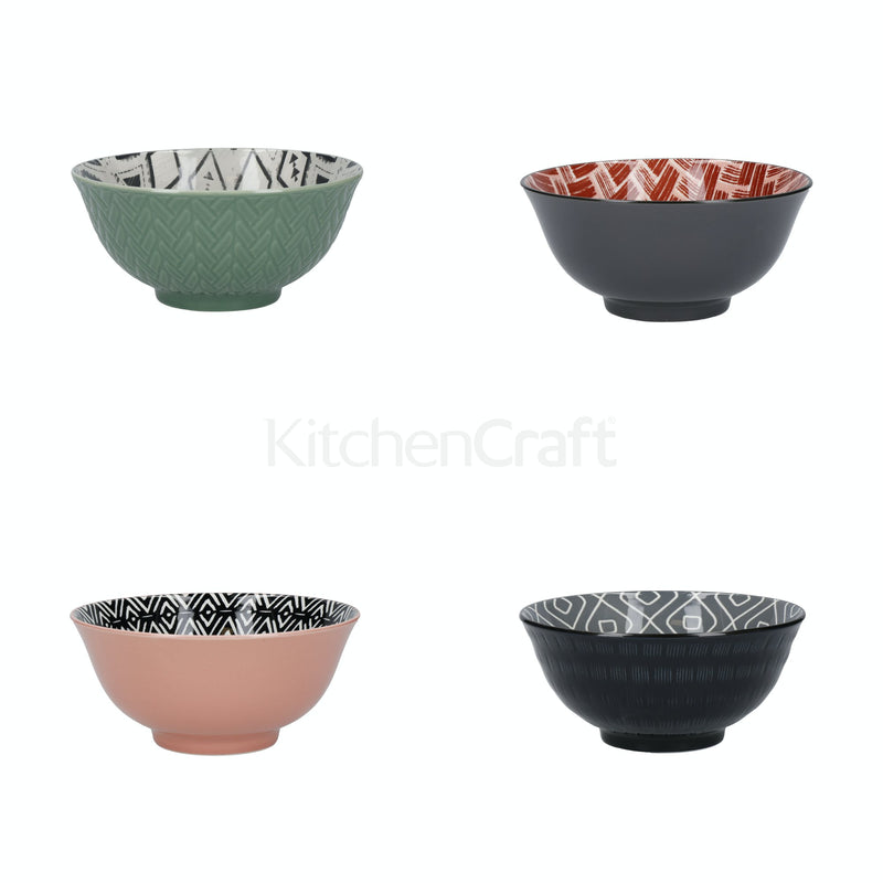 Set of 4 Designed For Life Patterned Ceramic Bowls