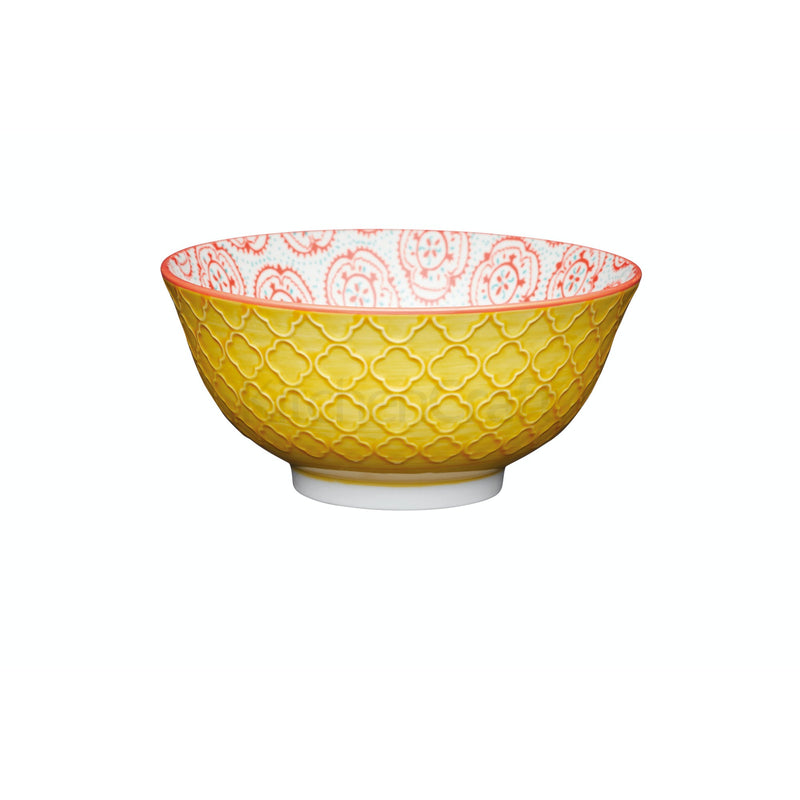 Bright Yellow Floral Ceramic Bowl