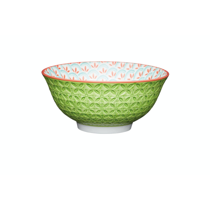 Bright Green Geometric Print Ceramic Bowl