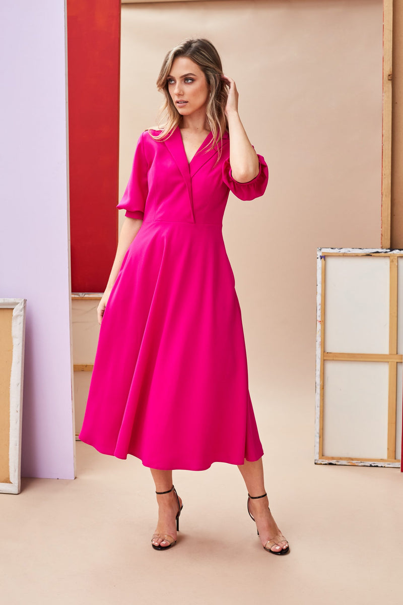 Collar Dress - Hot Pink