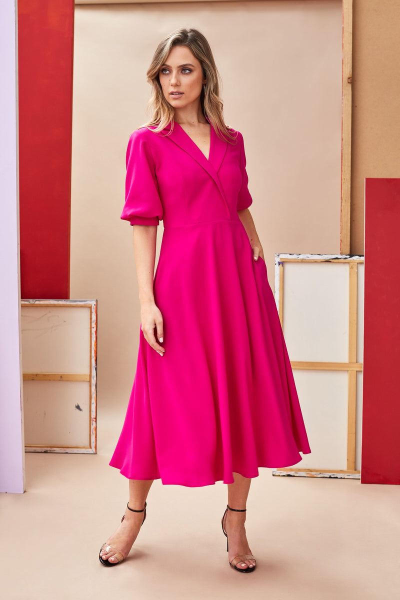 Collar Dress - Hot Pink