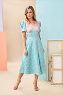 Fill Hem Spot Dress - Aqua