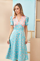 Fill Hem Spot Dress - Aqua