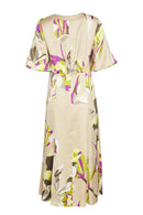 Puff Sleeve Curved Waist Dress - Lime