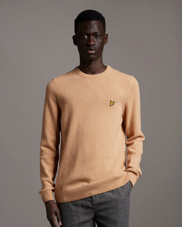 Lambswool Crew Neck Jumper - Tan Marl
