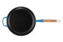28cm Signature Cast Iron Frying Pan with Wooden Handle - Azure