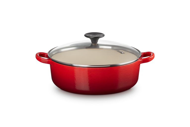 24cm Risotto Pot with Glass Lid - Cerise
