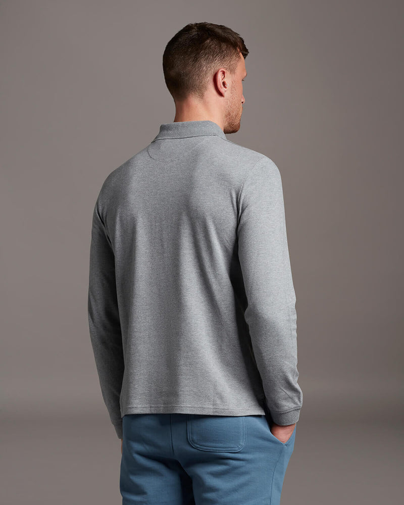 Long Sleeve Polo - Mid Grey Marl