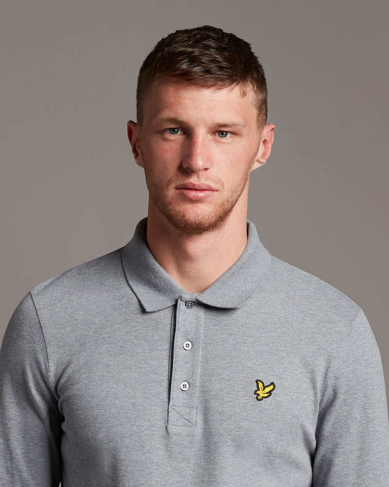 Long Sleeve Polo - Mid Grey Marl