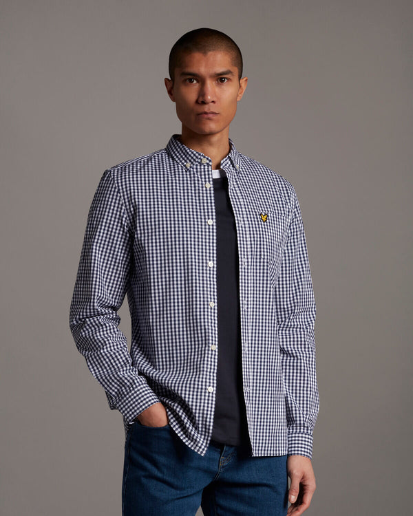 Slim Fit Gingham Shirt - Navy/white