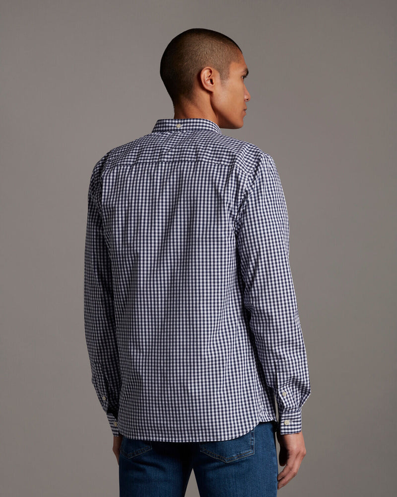 Slim Fit Gingham Shirt - Navy/white