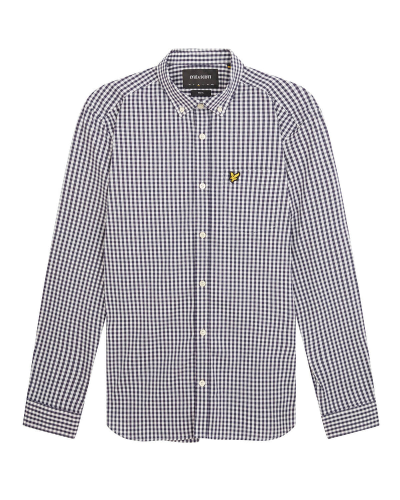 Slim Fit Gingham Shirt - Navy/white