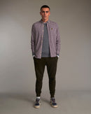 Slim Fit Gingham Shirt - Burgundy/white