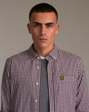 Slim Fit Gingham Shirt - Burgundy/white