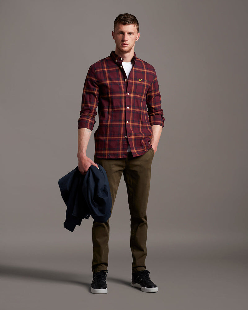Check Flannel Shirt - Burgundy