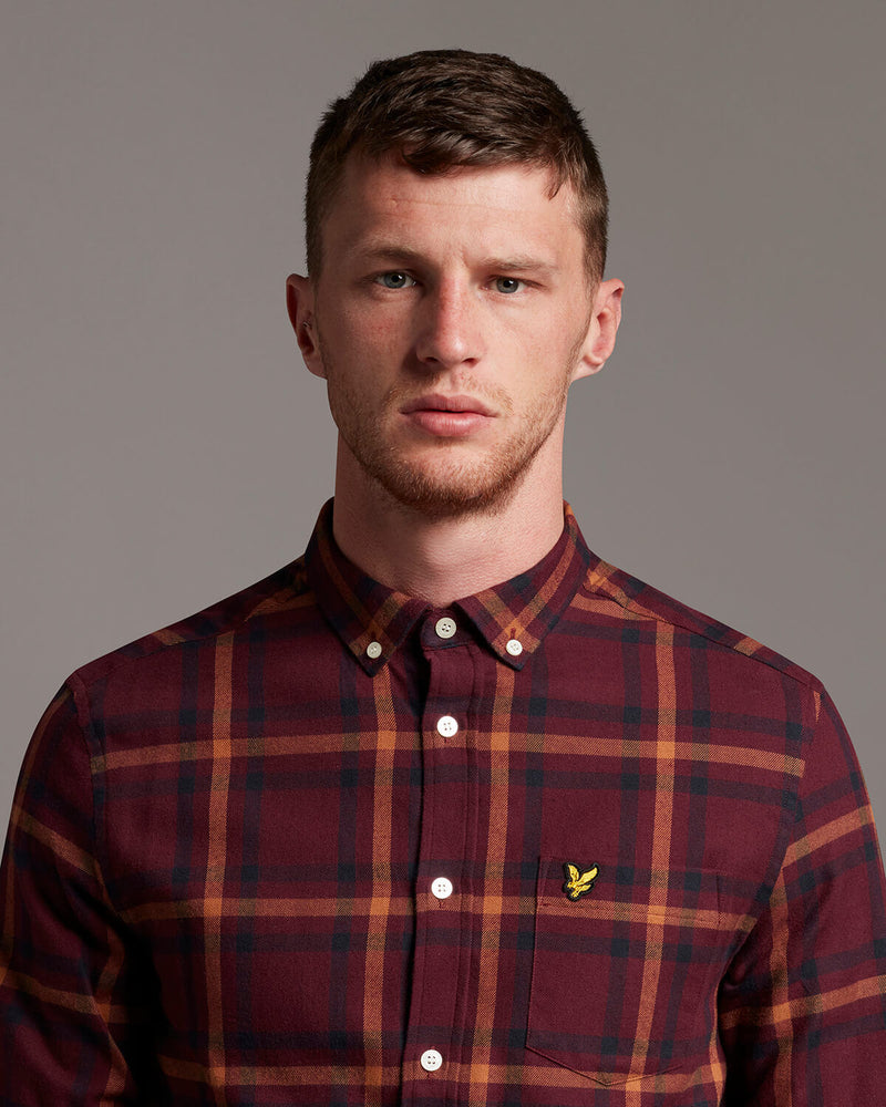 Check Flannel Shirt - Burgundy