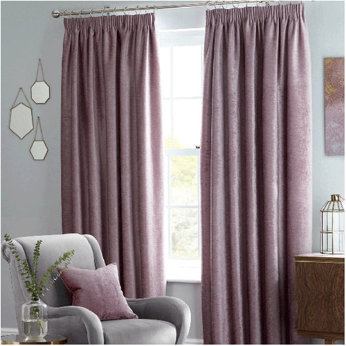 Langley Readymade Pencil Pleat Curtains - Heather