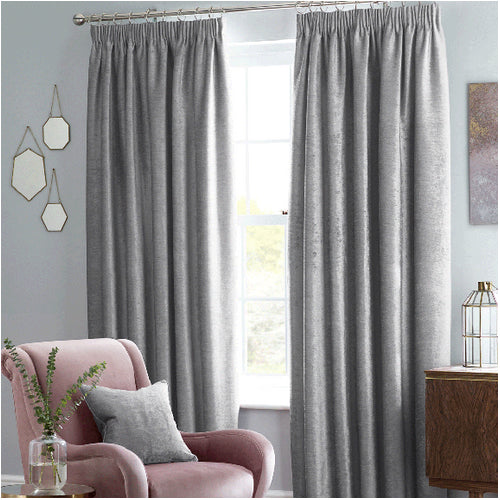 Langley Readymade Pencil Pleat Curtains - Silver