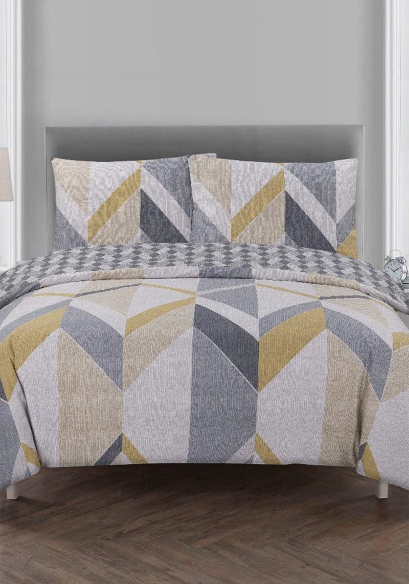 Large Geo Duvet Cover Set - Ochre