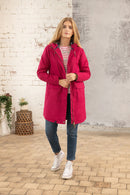 Iona Long Hooded Jacket - Raspberry