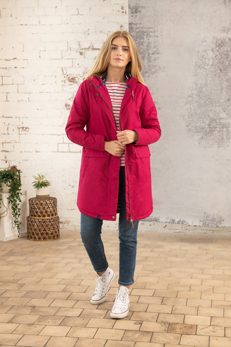 Iona Long Hooded Jacket - Raspberry