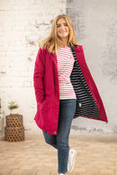 Iona Long Hooded Jacket - Raspberry
