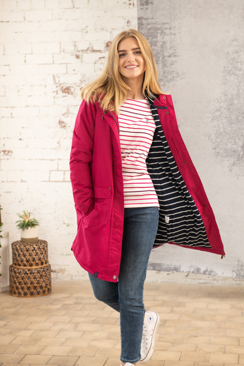 Iona Long Hooded Jacket - Raspberry