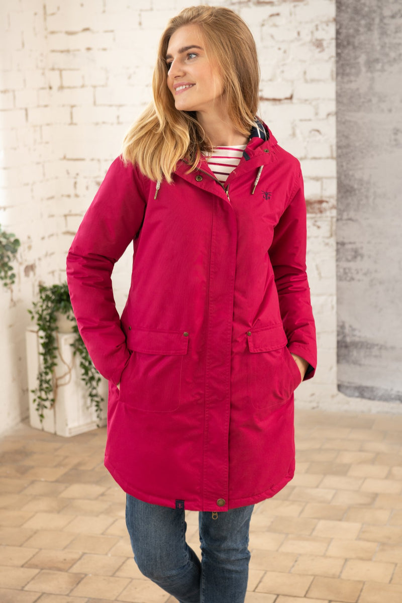 Iona Long Hooded Jacket - Raspberry