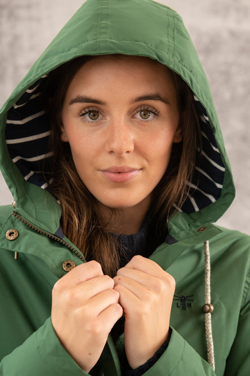 Iona Long Hooded Jacket - Deep Green