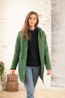 Iona Long Hooded Jacket - Deep Green