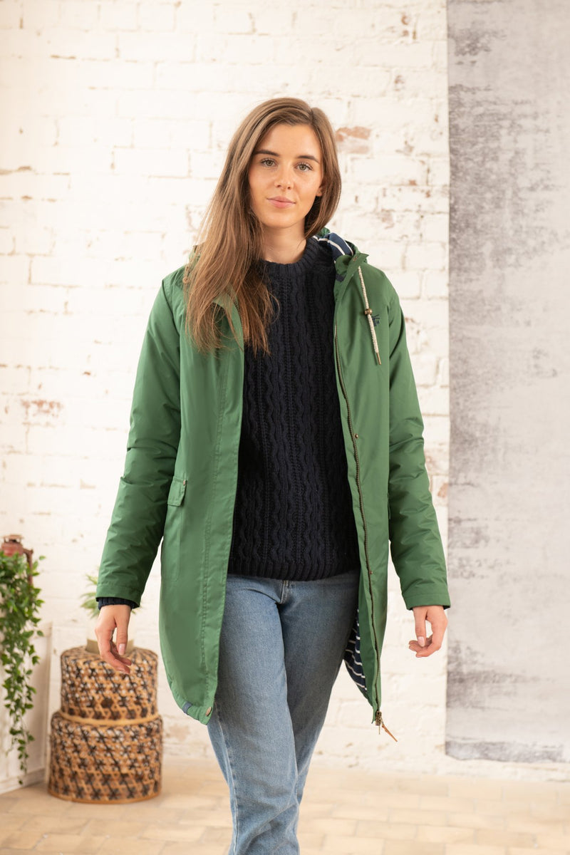 Iona Long Hooded Jacket - Deep Green