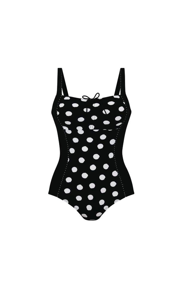 Summer Dot Care Swimsuit - Black/White