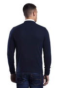 Cotton V Neck Jumper - Navy