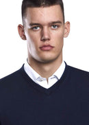 Cotton V Neck Jumper - Navy
