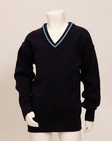 Deer Park Navy Jumper with Blue Tip - Wool Mix