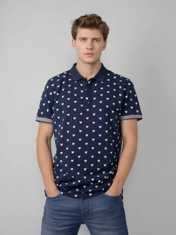 Petrol Industries Print Polo - Dark Petrol