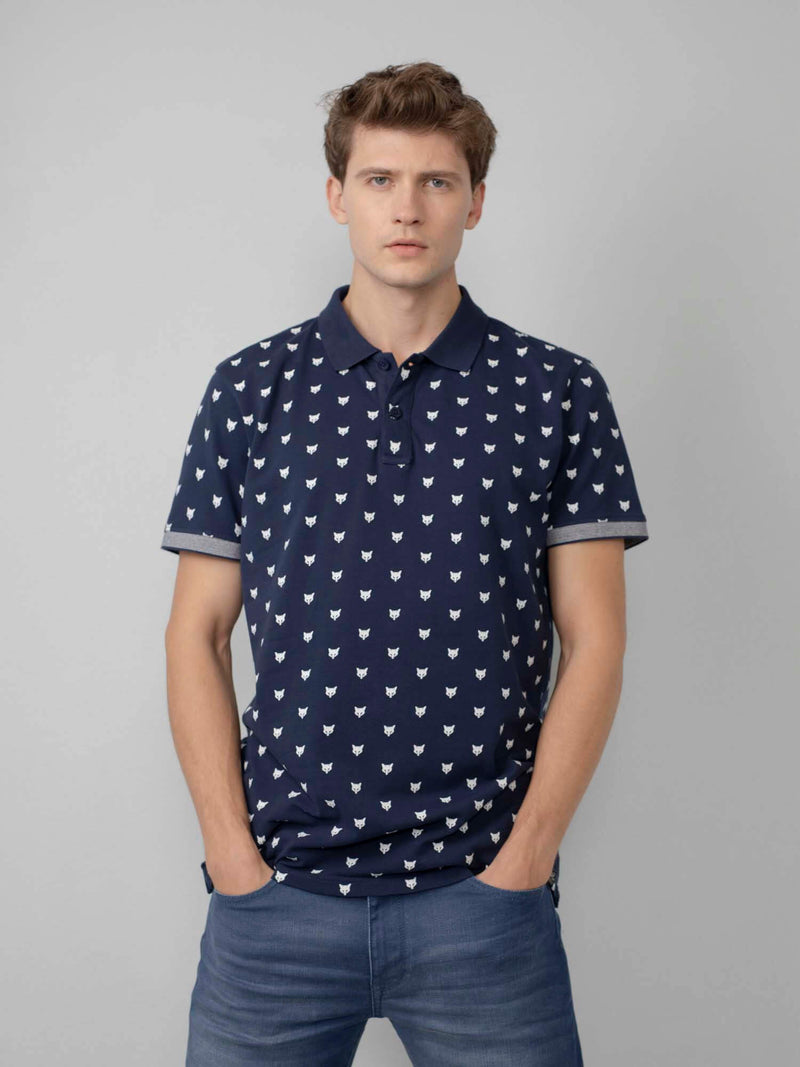 Petrol Industries Print Polo - Dark Petrol