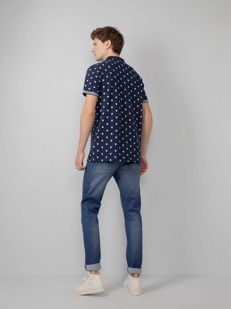 Petrol Industries Print Polo - Dark Petrol