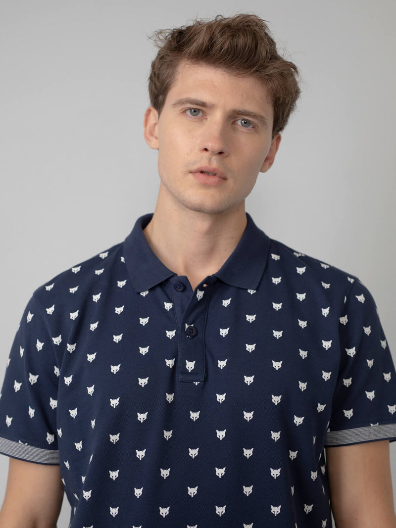 Petrol Industries Print Polo - Dark Petrol