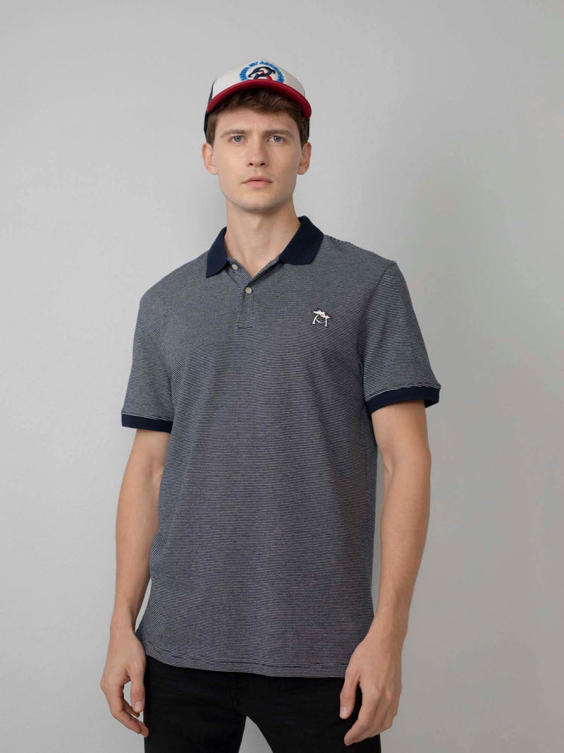 Contrast Collar Polo - Dark Navy