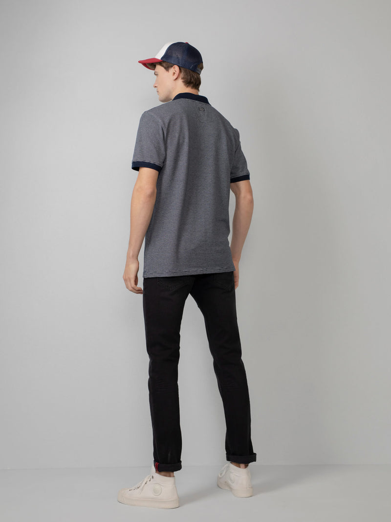 Contrast Collar Polo - Dark Navy