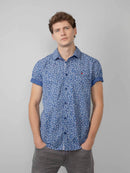 Short Sleeve Print Shirt - Imperial Blue