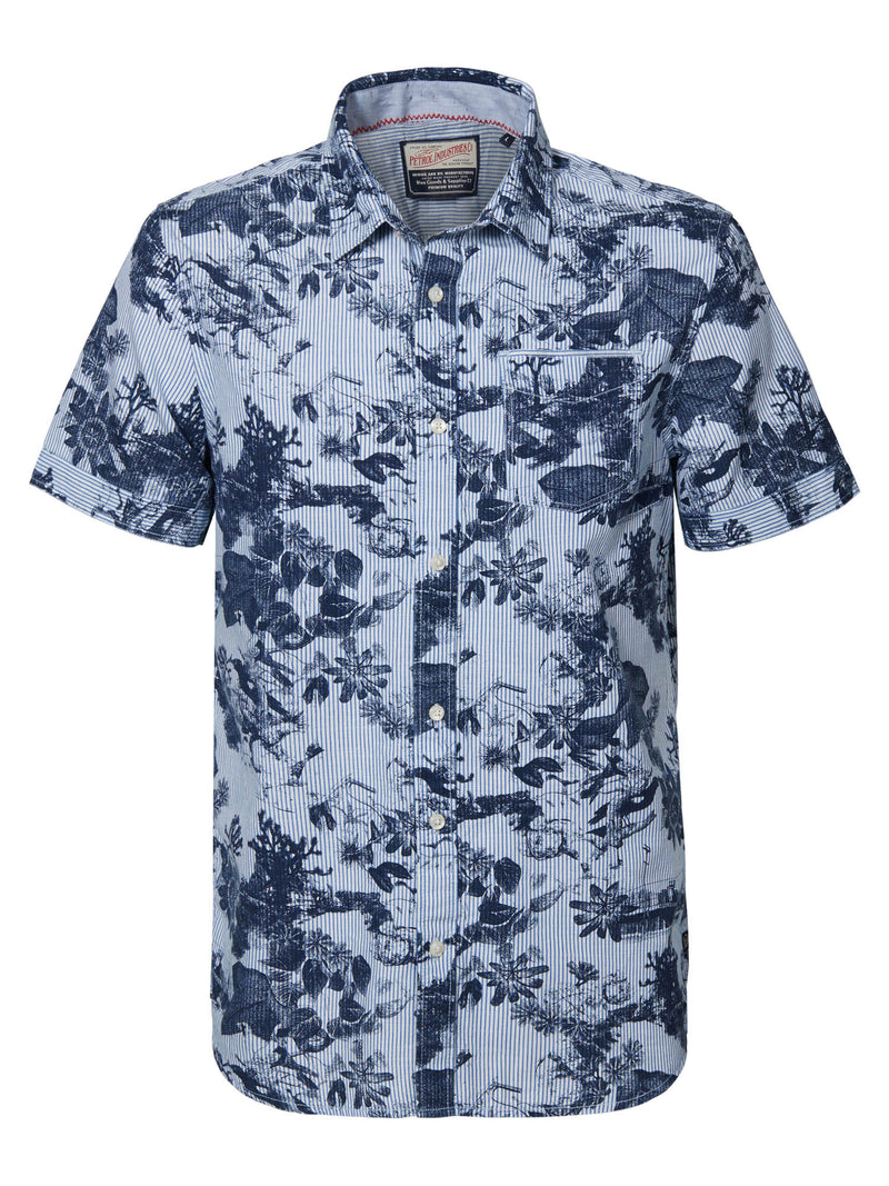 Short Sleeve Print Shirt - Azure Blue