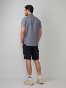 Short Sleeve Print Shirt - Dark Navy