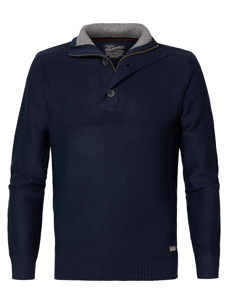 3 Button Knit - Dark Petrol