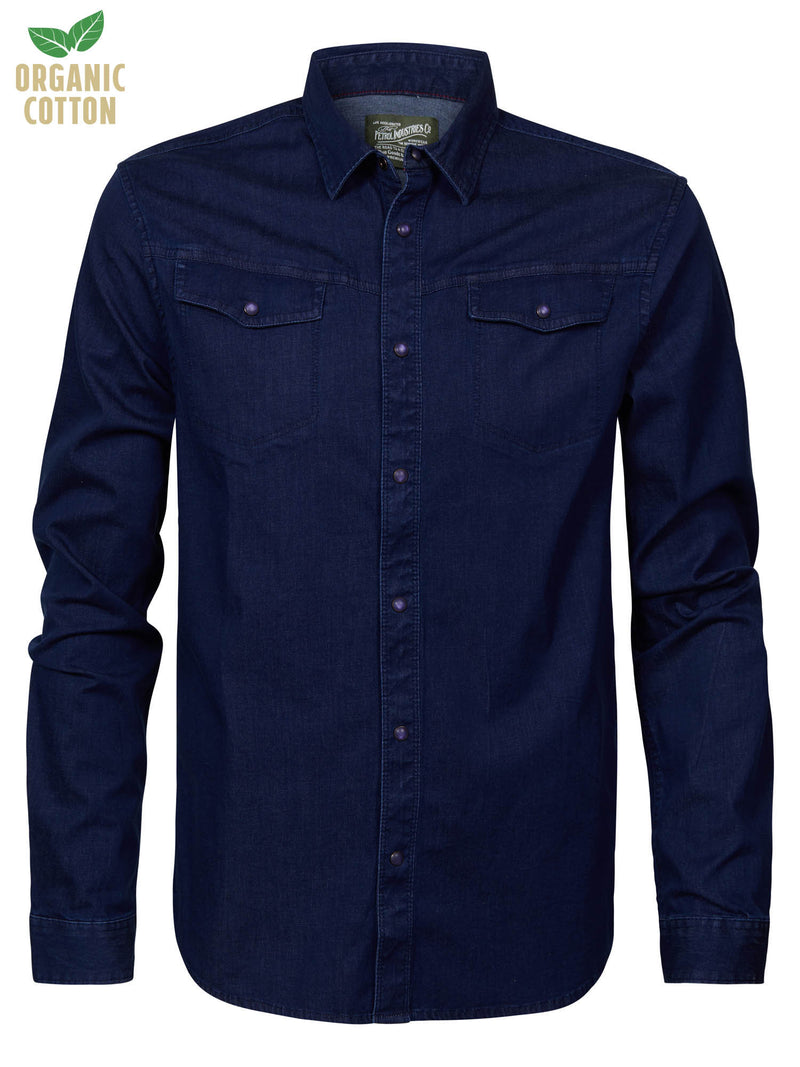 Long Sleeve Denim Shirt - Dark Indigo