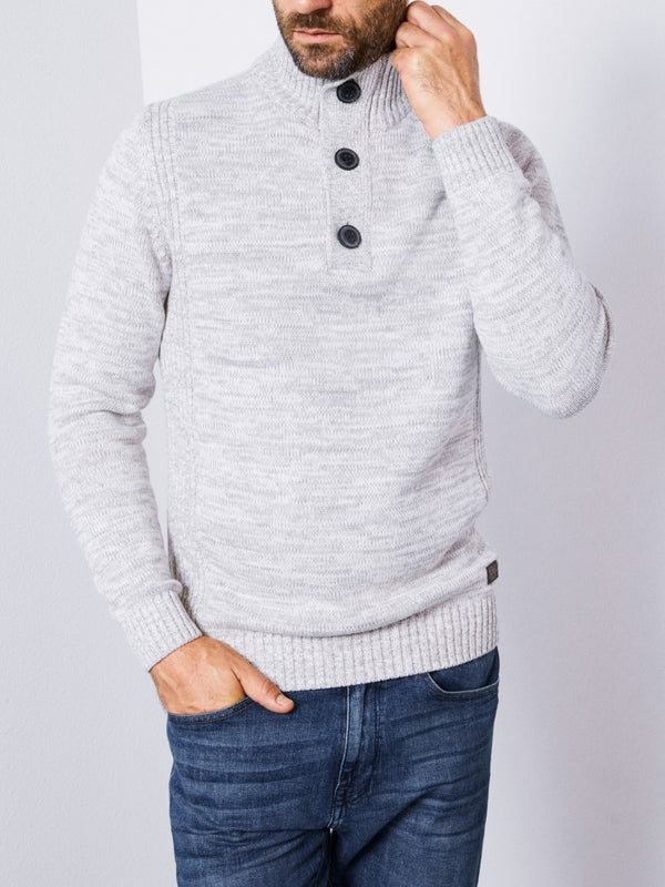3 Button Knit - Antique White